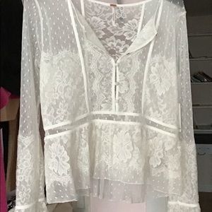 Free People” White Lace Top